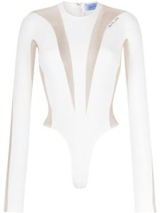 Mugler body à empiècements transparents - Blanc