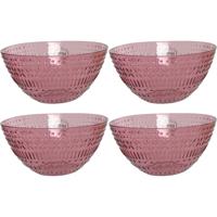 Schaaltje/kommetje - 4x - roze - kunststof - D14 x H7 cm - campingservies