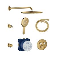 GROHE Grohtherm SmartControl Regendoucheset inbouw - hoofddouche 31cm - handdouche rond - wandarm - slang 125cm - geborsteld cool sunrise SW862663/sw98873/sw98897/sw98905/sw105953/sw354643