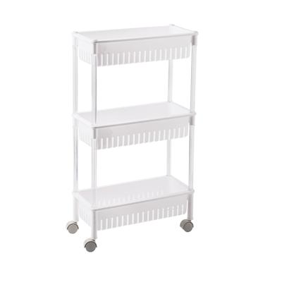 Benson Opbergrek op Wielen - 42 x 26 x 80 cm - 3 Niveaus - Wit Benson Opbergrek op Wielen - 42 x 26 x 80 cm - 3 Niveaus - Wit