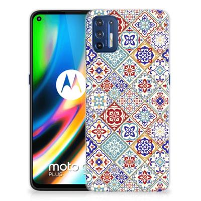 Motorola Moto G9 Plus TPU Siliconen Hoesje Tiles Color Motorola Moto G9 Plus TPU Siliconen Hoesje Tiles Color