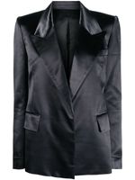 Victoria Beckham blazer en satin à simple boutonnage - Noir