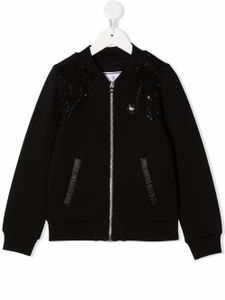 Philipp Plein Junior veste bomber Iconic Plein à ornements strassés - Noir