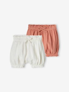 Set van 2 bloomers voor babymeisje van katoengaas wit