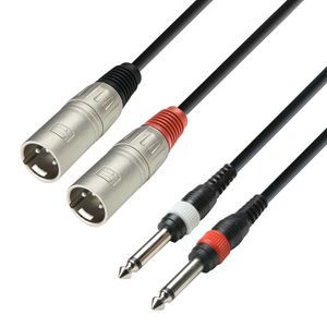 Adam Hall 3 Star TMP 0300 verloopkabel 2x XLR male naar 2x jack mono 3m