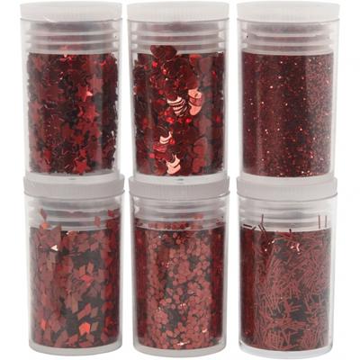 Creotime metallic glitter rood 6 x 5 gram