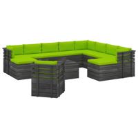 vidaXL 12-delige Loungeset pallet met kussens massief grenenhout