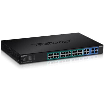TRENDnet TPE-2840WS 28-poorts Gigabit Web Smart PoE+ Switch, 24 Gigabit poorten + 4 SFP-slots, PoE 10/100/1000 Mbps, 185 watt PoE-totaal vermogen, 56 Gbps schakelcapaciteit