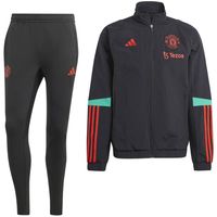 adidas Manchester United Presentatie Trainingspak 2023-2024 Zwart Rood Lichtgroen - thumbnail