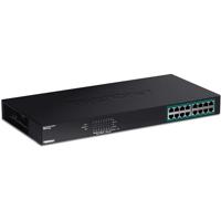TRENDnet TPE-TG160G 16-poorts Gigabit PoE + -switch, 16 x Gigabit PoE + poorten, 246 W PoE prestatiebudget, 32 Gbit/s switchingcapaciteit, desktopswitch, ethernet-netwerkschakelaar, metaal