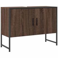 vidaXL Wastafelkast 80x33x60 cm bewerkt hout bruin eikenkleurig, wastafelkast, wastafelkastje, badkamerkast, badkamer wastafel kast, wastafel kast