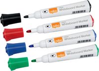 Nobo Glide whiteboardmarker, pak van 4 stuks, geassorteerde kleuren, op blister