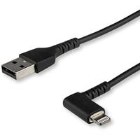 StarTech.com Premium USB-A naar Lightning Kabel 2m Zwart - Robuuste 90° haakse USB Type A naar Lightning Charge & Sync Oplaadkabel met Aramide Vezels - Apple MFi Cert. - iPhone (RUSBLTMM2MBR)