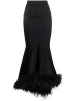 STYLAND feather-trimmed maxi skirt - Noir