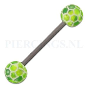 Tongpiercing acryl voetbal geel