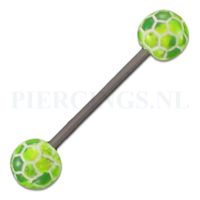 Tongpiercing acryl voetbal geel - thumbnail