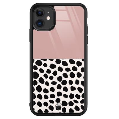 iPhone 11 glazen hardcase - Pink dots