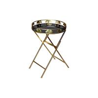 DKD Home Decor Bijzettafel, glas, metaal, zwart, standaard