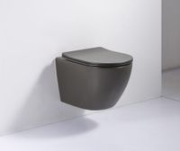 SaniGoods Apollo mat donkergrijze toiletpot inclusief zitting anti-kalk 48cm - thumbnail