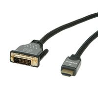 ROLINE Monitorkabel DVI (24+1) - HDMI, M/M, zwart / zilver, 1 m - thumbnail