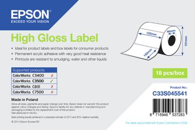 Epson High Gloss Label - Die-cut Roll: 102mm x 152mm, 210 labels Epson High Gloss Label - Die-cut Roll: 102mm x 152mm, 210 labels