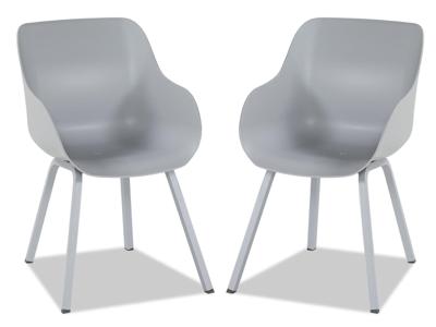 Set van 2 tuinstoelen SOHO lichtgrijs met vierkante poten aluminium
