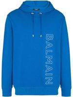 Balmain hoodie à logo embossé - Bleu