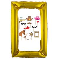 Foto prop set met frame 75 x 100 cm - cowboy/western feest thema - 13-delig - photo booth