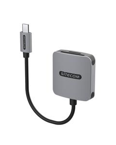 Sitecom MD-1008 geheugenkaartlezer USB 2.0 Type-C Zwart, Grijs