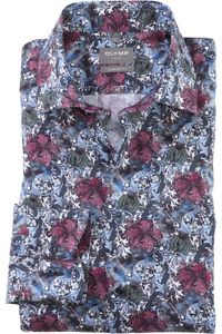 OLYMP Luxor Comfort Fit Overhemd blauw/rood, Bloemen