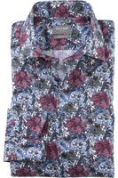 OLYMP Luxor Comfort Fit Overhemd blauw/rood, Bloemen - thumbnail