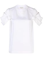 Alexander McQueen t-shirt en coton à détail noué - Blanc