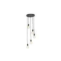 QAZQA - Moderne hanglamp zwart 35 cm 5-lichts - Facil | Woonkamer - Staal Langwerpig - E27 Geschikt voor LED - Max. 5 x 40 Watt