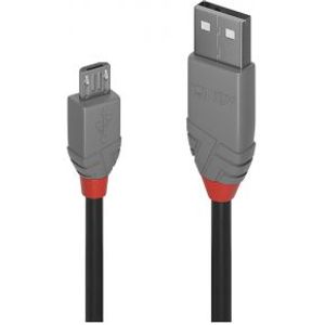 Lindy 36735 Anthra Line USB-kabel 5 m USB A Micro-USB B Mannelijk Zwart, Grijs