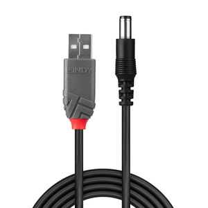 LINDY USB-kabel USB 2.0 USB-A stekker, DC-stekker 5,5 mm 1.50 m Zwart 70267