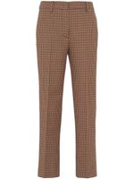 Prada pantalon en laine à motif pied-de-poule - Marron - thumbnail