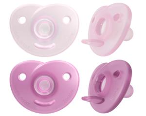 Set van 2 fopspenen voor pasgeborene van Philips AVENT Soothie C 1/2 ur zachtroze + framboosroze