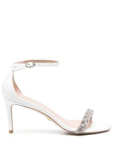 Stuart Weitzman sandales ornées de cristaux à bout ouvert 80 mm - Blanc