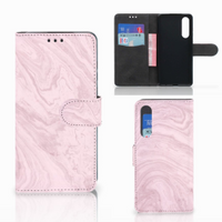 Huawei P30 Bookcase Marble Pink - Origineel Cadeau Vriendin