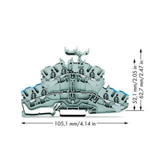 WAGO 2002-2432 Doorgangsklem 2-etages 5.20 mm Spanveer Toewijzing: N, L Grijs 50 stuk(s)