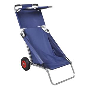 Strandtrolley met wielen draagbaar en inklapbaar blauw