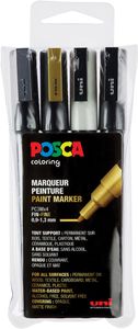 Posca paintmarker PC-3M, set van 4 markers in geassorteerde kleuren