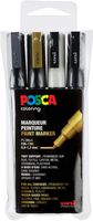 Posca paintmarker PC-3M, set van 4 markers in geassorteerde kleuren