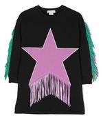 Stella McCartney Kids robe-sweat frangée à patch étoile - Noir