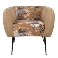 Clayre & Eef Fauteuil met Armleuning 75x71x71 cm Geel Groen Hout - thumbnail