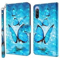 Wonder Series Sony Xperia 10 III, Xperia 10 III Lite Portemonnee Hoesje - Blauwe Vlinder