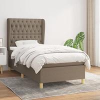 vidaXL Boxspring met matras stof taupe 100x200 cm Getuft ontwerp