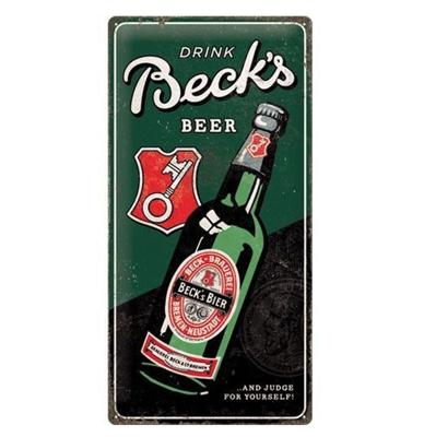 Drink Beck's Beer Metalen Bord 25 x 50 cm