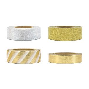 4 decoratie tape rollen goud en zilver motief