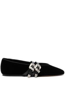 Le Monde Beryl Claudia belted velvet slippers - Noir